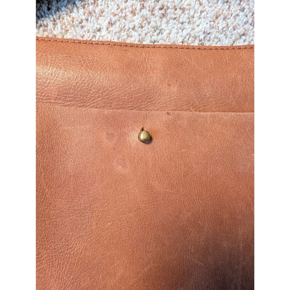 Madewell Leather Crossbody Bag Cognac Brown Adjustable Woven Strap Medium - Picture 13 of 13